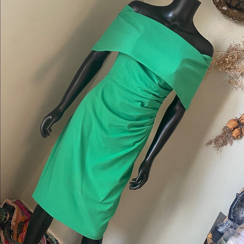 Vince Camuto Strapless Off Shoulder Green Dress NWTs